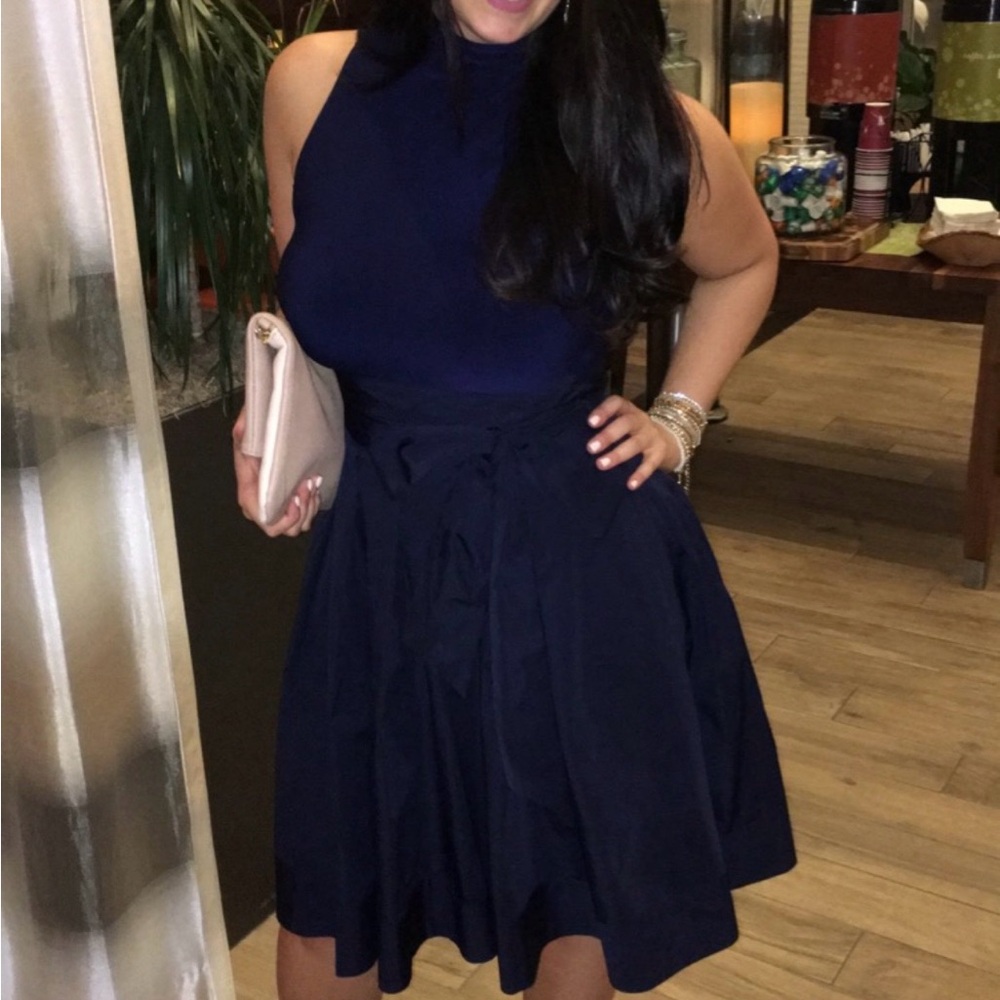 Navy Blue Halter Dress